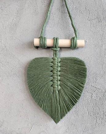 Mała Makrama Liść Zielona Ozdoba Na Półkę Boho 15 cm, Pracownia Wardin