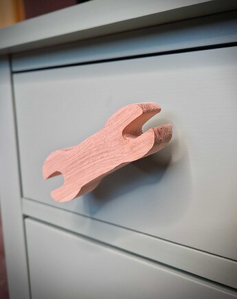 Drewniane gałki do mebli, z drewna, BUDOWA klucz mechanika, Drewniane dodatki