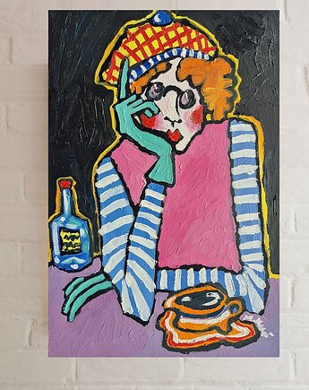 Obraz  fowizm dama z kawą, alice oil on canvas