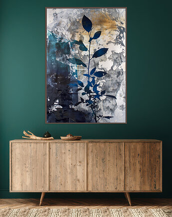 Abstrakcyjne liście - Plakat, druk - Chiński Orient, Harmonia Zen #75, Black Sapphire Art