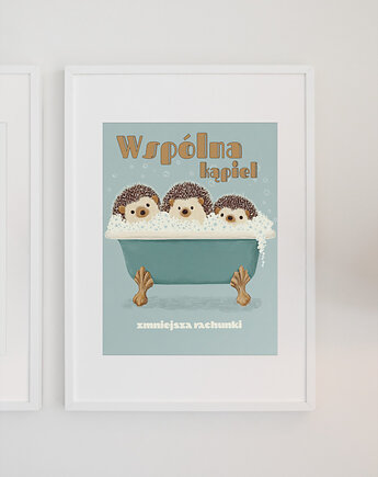 Plakat 30x40  łazienka wspólna kąpiel, polkastudio