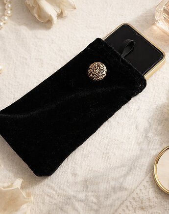 Luksusowe etui na telefon welurowe czarne, assembleage