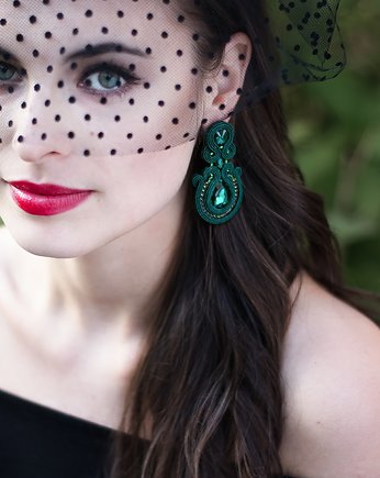 Szmaragdowe - kolczyki sutasz, Mró Soutache