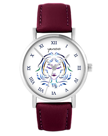 Zegarek - Panna - skórzany, burgund, yenoo