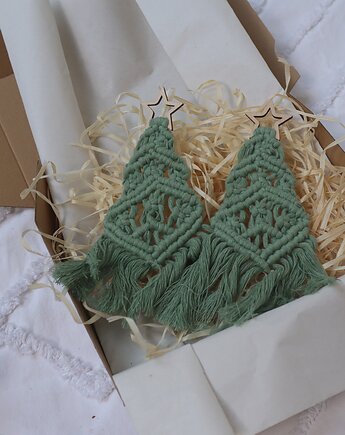 Ozdoba Bożonarodzeniowa - zestaw makramowych choinek, ManufakTurka