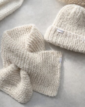 Wełniany zestaw czapka szalik Boucle alpaka wełna handmade ręcznie robiona, GANGSTA KNIT