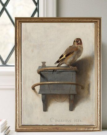 Szczygieł Fabritius, vintage obraz, malarstwo holenderskie, black dot studio