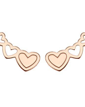 Kolczyki trzy serduszka z różowego złota, SOTHO