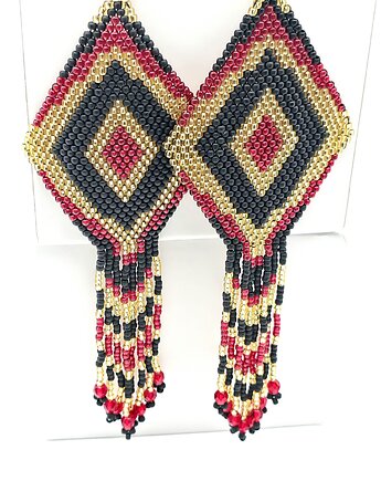 Rubinowe Romby z Kryształkami, Bead Wonderful