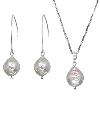 Srebrny komplet z naturalnymi perłami, IVE Jewelry