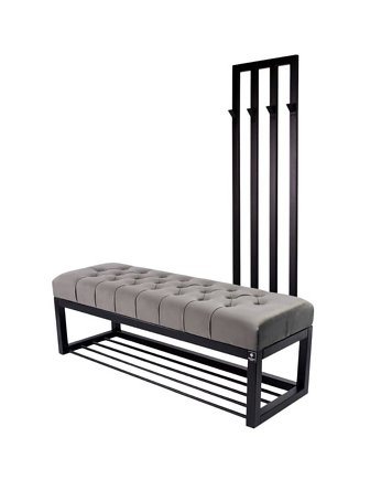Ławka Metalowa Pikowana Popiel z Wieszakiem LPM-175, EMRA WOOD DESIGN