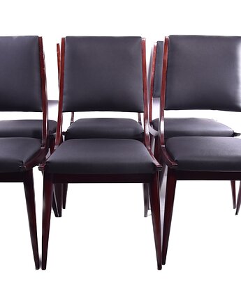 6 krzeseł w linii dynamicznej Boomerang włoski modernizm, lata 50/60, Strzecha