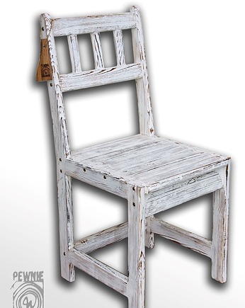 Krzesło  UNIKAT białe przecierane, Pewnie w Drewnie