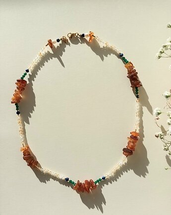 Naszyjnik z bursztynem naturalnym, cytrynem i mixem kamieni, s e n s e d  accessories