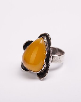 Pierścionek srebrny z bursztynem bałtyckim, Andorii by Baco