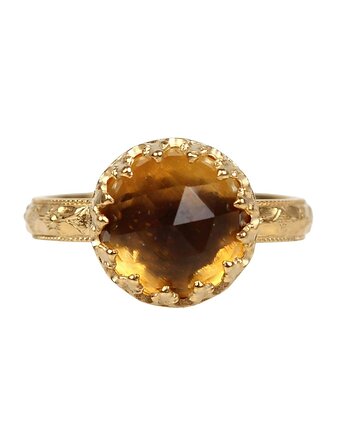 Złoty pierścionek Princess z cytrynem w stylu Vintage r.16, Blooming Stones