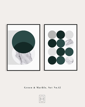 Marble zestaw z zielonym, nr 12 - dwa plakaty B2 do salonu, OKAZJE - Prezent na Wesele