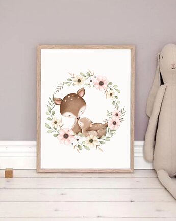 PLAKAT dla dziecka sarenka boho obrazek dziecięcy beżowy, black dot studio