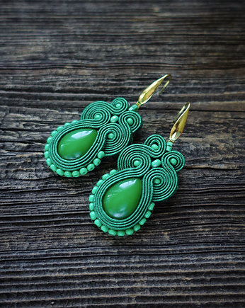 Zielone  kolczyki soutache, Mró Soutache