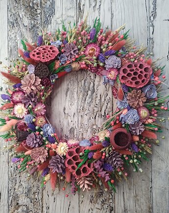 Jesienny wianek na drzwi #j1, dekoracja z suszu 45 cm, Homeliness Art Decor