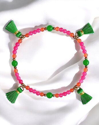 NA NOGĘ : summer fruits : jadeit i chwosty : róż-pomarańcz-zieleń, kaktusia