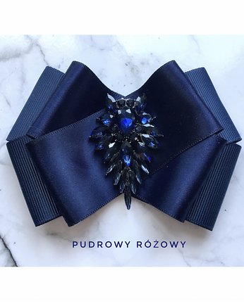 Brosza  Granatowa z ozdobą z kryształków NEW, Pudrowy Różowy