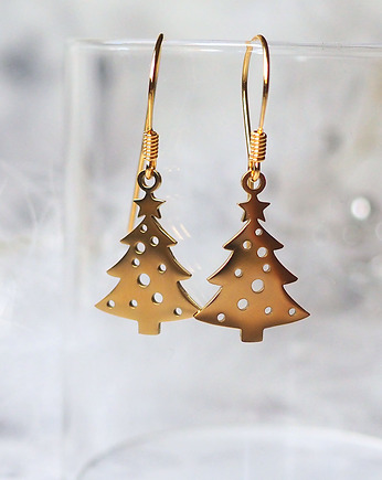 ZŁOTE DRZEWKA śliczne kolczyki świąteczne, Chodelska Art Studio