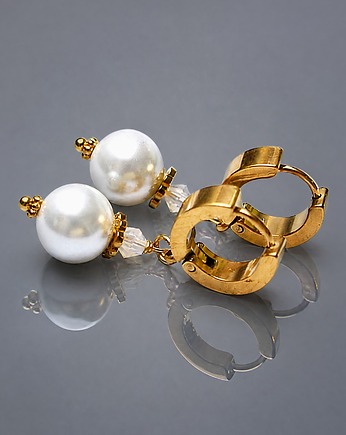 Kolczyki pozłacane Pearls [white] perły vol. 26, KiKa pracownia