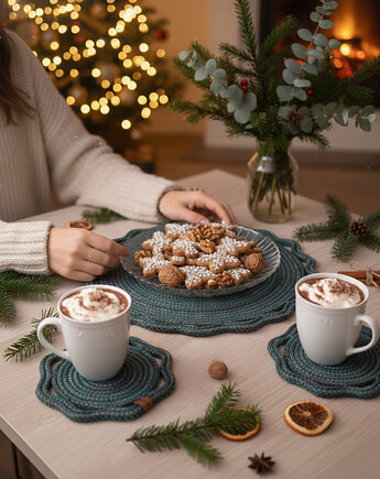 Zimowy zestaw podkładek Leśne Historie rękodzieło na prezent, Barwny Zakątek