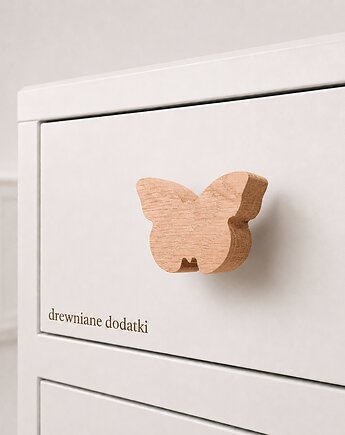 Drewniane gałki do mebli, motyl, dąb, leśne zwierzęta, Drewniane dodatki