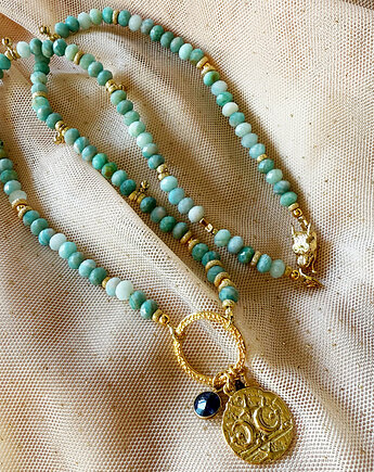 SZEPT SMOKA, Naszyjnik choker z Amazonit granat, Anemon Atelier