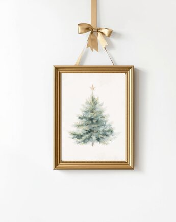 PLAKAT choinka vintage grafika drzewko akwarela, black dot studio