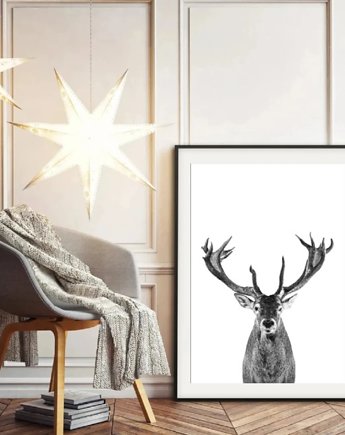 PLAKAT skandynawski z jeleniem JELEŃ renifer, black dot studio