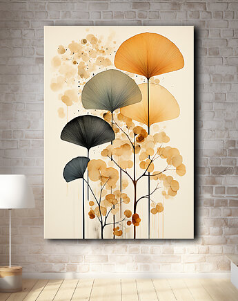 Tropikalne liście - Plakat - Loft, Minimalizm, Black Sapphire Art