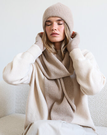 Szalik Merino & cashmere beżowy, Lucky HandMade