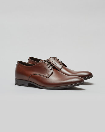 Brązowe buty derby skórzane p004, BORGIO