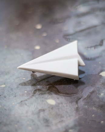 Broszka Porcelanowa Samolot Biała, StehlikDesign