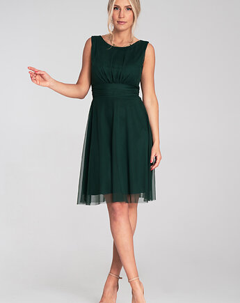 Elegancka sukienka koktajlowa midi bez rękawów z wycięciem na plecach - M1208, FIGL