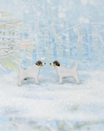 Jack russell terrier mini- ceramiczne kolczyki, Dorca