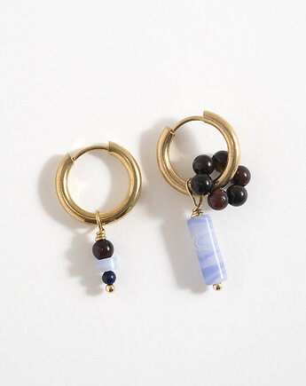 Złote kolczyki koła z zawieszkami, ech studio