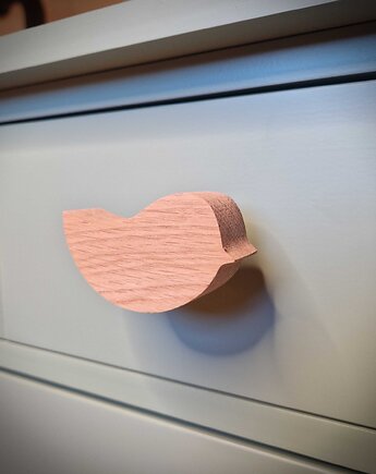 Drewniane gałki do mebli, ptak, ptaszek z drewna, dąb v2, Drewniane dodatki