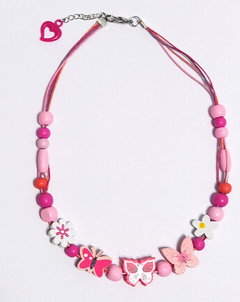 Korale - Motyle -  drewniane, krótkie, yenoo