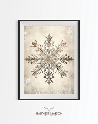 Plakat Świąteczny Śnieżynka Vintage Shabby Chic, Harvest Maison
