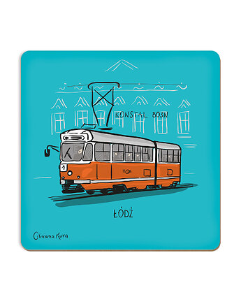 Podkładka pod kubek Łódź Tramwaj Konstal 803N, Gliniana Kura