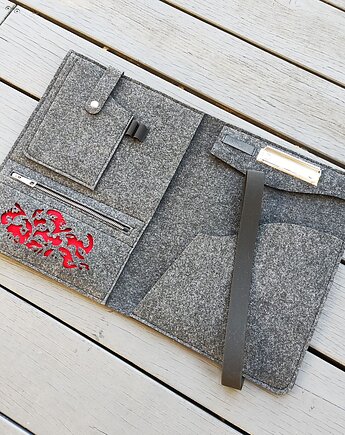 Aktówka z filcu A4 - grafitowa z ażurem, Felt Studio by Beltrani
