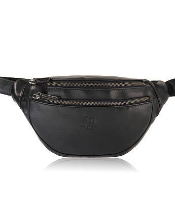 Saszetka męska nerka skórzana na pas czarna elegancka Paolo Peruzzi SL-04-BL, Paolo Peruzzi