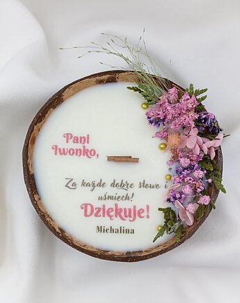 Personalizowana świeca w kokosie na zakończenie roku szkolnego, Swiecznikowo