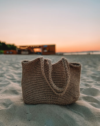 Torba kosz ze sznurka jutowego beżowa, knots