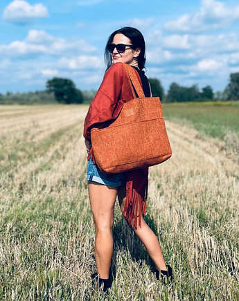 Torba shopper "Mili City Vibes" - rudy brąz - plecionka, Militu