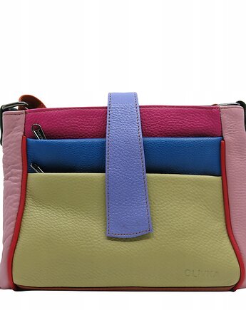 Torebka damska klasyczna skórzana pojemna kieszenie kolorowa pasek OLIVKA, Olivka Warsaw